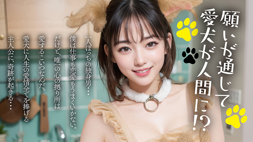 「【素人】愛するペットが魔法で彼女に変身！癒し系美少女との甘い同棲ラブストーリー【AI同人】」のサムネイル